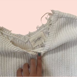 Ripped White Sweater Top | Jessica Simpson